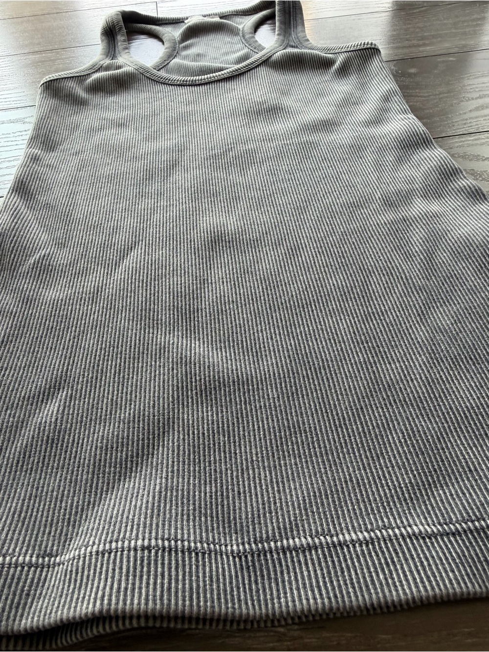 Ribbed Racerback Tank Top - Gray - Picture 2 of 4